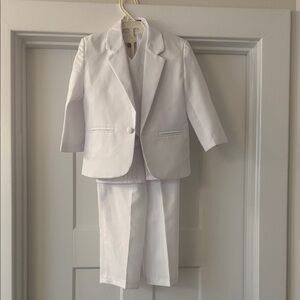 Classic White Boys' Suit Jacket & Pants Set